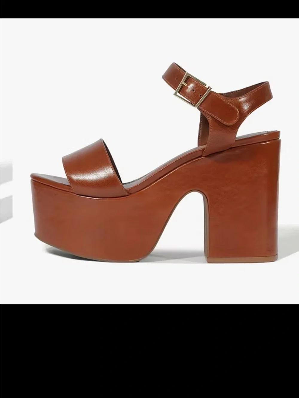 Platform Block Heel Sandals - Brown